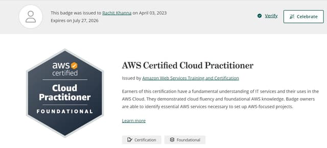 AWS Certified Cloud Practioner Certification
